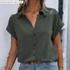 Elegant Women's Short-Sleeve Lapel Shirt - Casual Wear - Buttoned Design - Asian Sizes - Color Variation - Women's Fashion