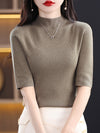 Fashionable Spring Half-Sleeve Turtleneck Women's Sweater in Various Colors