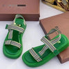 Women's Open-Toe Sandals with Velcro Strap, Various Colors, Square Head Design, Size 36-43.