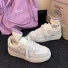 Trendy White Embroidered Flat Women's Shoes - Breathable & Lightweight Lace-up Footwear for All Seasons