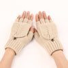 Wool Fingerless Gloves for Women in Light Khaki - Touch Screen Compatible and Stylish - Winter Fashion Accessory