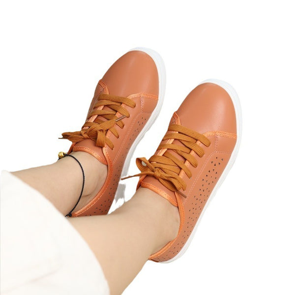 Trendy Multicolor Casual Sneakers - European & American Style, Light Brown, Apricot, Black & White Options, Sizes 36-43, Breathable Artificial PU Material, Durable Rubber Sole