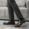Men's Handcrafted Leather British Style Shoes in Brown/Black - Breathable Cowhide, Elegant Design for Office or Casual Wear.