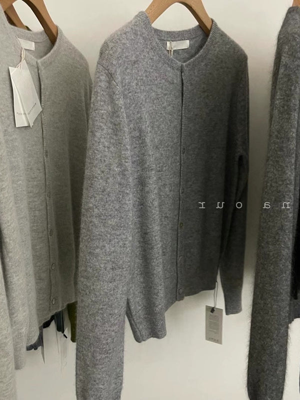 Women's Thickened Velvet Cardigan in Dark Gray - Chic Winter Sweater