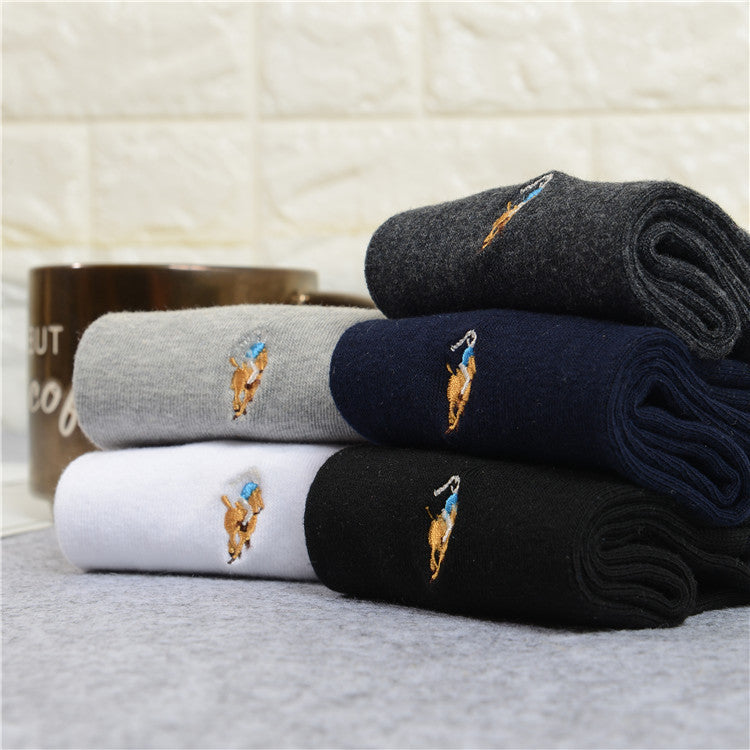 Premium Men's Embroidered Cotton Socks for All Seasons