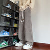 Men's Wide-Leg Cotton-Blend Pants in Brown and Black - Mid Waist Casual Comfort Fit Trousers - Sizes M to 5XL