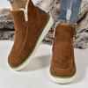 Women's Plus Size Cozy Slip-on Winter Boots in Solid Colors with Cotton Cloth Upper and Rubber Sole