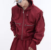 Chic Red Deconstructed 3D Hooded Tracksuit Jacket with Hooded Collar and Front Zipper in Asian Size - Men’s Fashion