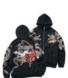 Dragon Embroidered Black Zip-up Hoodie - Unisex Winter Fashion