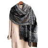 Vintage Paisley Jacquard Scarf in Ethnic Style, Polyester Winter Accessory, Women's Retro Fashion