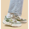 Chic Green Platform Sports Shoes for Women - Dad-Style Design - Breathable - Hong Kong Style Footwear