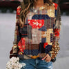 Chic Botanical Print Patchwork Sweater - Stylish, Cute Pullover with Striking Colors - Women's Fashion - Trendy Outwear.