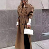 Classic French Woolen Coat with Belt for Casual Wear, Polyester, Mid-length, Winter Style