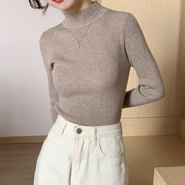 Women's Turtleneck Wool Pullover, Long-Sleeve Base Shirt for Winter Fashion