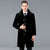 Winter Fur-Lined Men's Leather Over The Knee Coat - Han Edition, Loose Fit, Wool Blend - Ideal for Winter - Ribbed Hem & Pockets