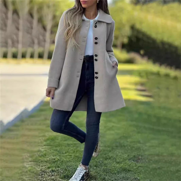 Women's Thermal Fleece Jacket, Single Breasted Design - Black, Apricot, Red